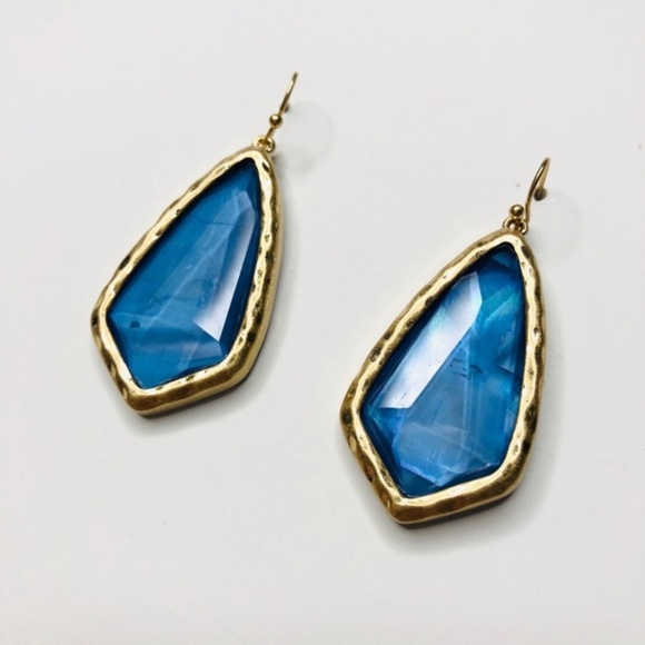 Danica Blue Hammered Metal Dangle Earrings - Picture 5 of 5